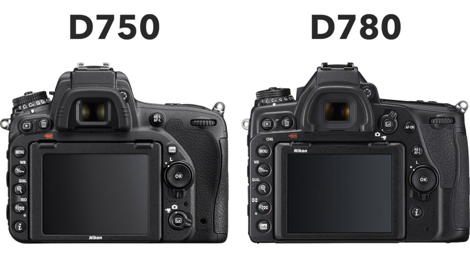 Disposición del control trasero de Nikon D750 vs D780