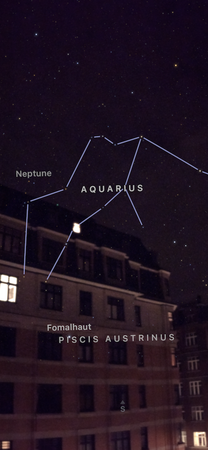 A screenshot from Sky Guide augmented reality app